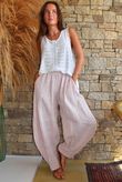 Sundaze Cheesecloth Chalk Stripe Classic Barrel Pant Rose